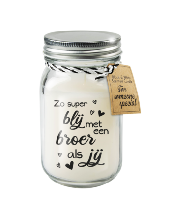 Zwart & Witte geurkaars 'Broer'