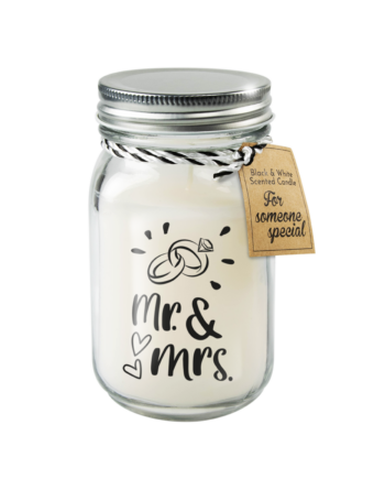 Zwart & Witte geurkaars 'Mr & Mrs'