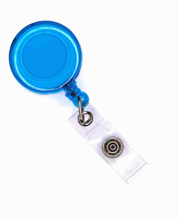 Badgehouder met Trekkoord – Hemels Blauw (Transparant)