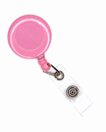 Badgehouder met Trekkoord – Poeder Roze (Transparant)