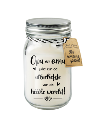 Zwart & Witte geurkaars 'Opa & Oma'